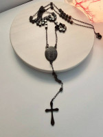 Pluma nativa black stainless steel modern rosary