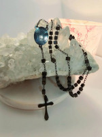 Pluma nativa black stainless steel modern rosary
