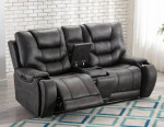Mustang reclining Sofa, arm cup holder, Polished Micro-suede, IN STOCK
