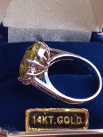 14K WHITE GOLD LIMON QUARTZ & DIAMOND RING