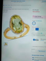 14K WHITE GOLD LIMON QUARTZ & DIAMOND RING