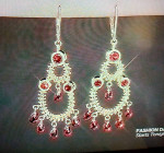 14K IMPERIAL GOLD 2" LONG GARNET EARRINGS