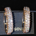 10K YELLOW GOLD 1.5 CT DIAMOND HOOP EARRINGS - NWOT