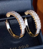 10K YELLOW GOLD 1.5 CT DIAMOND HOOP EARRINGS - NWOT