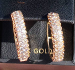 10K YELLOW GOLD 1.5 CT DIAMOND HOOP EARRINGS - NWOT
