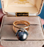14K GOLD & DIAMOND TAHITIAN SOUTH SEA PEARL RING
