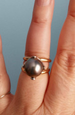 14K GOLD & DIAMOND TAHITIAN SOUTH SEA PEARL RING