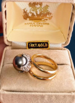 14K GOLD & DIAMOND TAHITIAN SOUTH SEA PEARL RING
