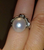 14K WHITE GOLD & DIAMOND 12MM SOUTH SEA PEARL RING
