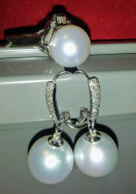 14K WHITE GOLD & DIAMOND 12MM SOUTH SEA PEARL RING