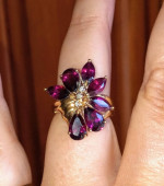 14K GOLD RHODOLITE GARNET RING