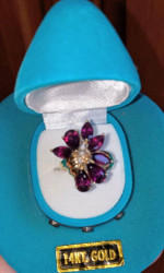 14K GOLD RHODOLITE GARNET RING