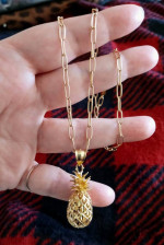 14K YELLOW GOLD PINEAPPLE PENDANT OR 20" CHAIN NECKLACE - NWT