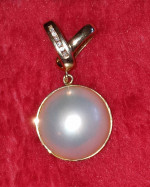 14K YELLOW GOLD 20" PAPERCLIP CHAIN OR 17MM MABE PEARL PENDANT