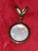 14K YELLOW GOLD 20" PAPERCLIP CHAIN OR 17MM MABE PEARL PENDANT