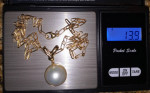 14K YELLOW GOLD 20" PAPERCLIP CHAIN OR 17MM MABE PEARL PENDANT