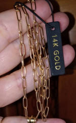 14K YELLOW GOLD 20" PAPERCLIP CHAIN OR 17MM MABE PEARL PENDANT