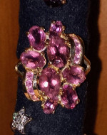 14K GOLD PINK TOURMALINE & DIAMOND FLOWER PENDANT