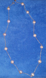 14K GOLD & PEARL 16" STATION NECKLACES