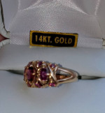 14K GOLD RHODOLITE GARNET RING