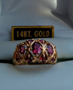 14K GOLD RHODOLITE GARNET RING