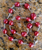 HONORA BURGUNDY FWP PEARL & SILVER 18" NECKLACE
