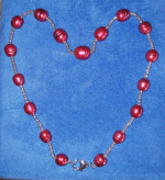 HONORA BURGUNDY FWP PEARL & SILVER 18" NECKLACE