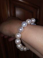 JUMBO 10-11MM WHITE PEARL & 925 STERLING SILVER BRACELET