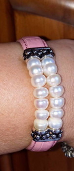 HONORA PEARL BABY PINK LEATHER BRACELET