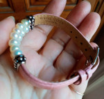HONORA PEARL BABY PINK LEATHER BRACELET