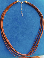 14K GOLD & BROWN LEATHER NECKLACE