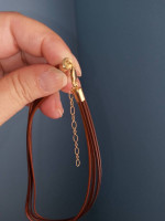 14K GOLD & BROWN LEATHER NECKLACE
