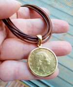 14K GOLD & BROWN LEATHER NECKLACE
