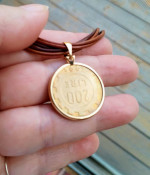 14K GOLD & BROWN LEATHER NECKLACE