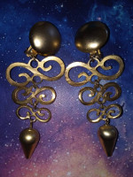 GOLD TONE CHANDELIER EARRINGS & BANGLE 2-PC SET