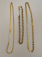 3 Gold Tone Necklaces