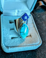 Sterling Turquoise Ring Sz 6, Earrings and Bangle
