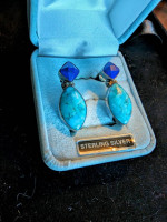 Sterling Turquoise Ring Sz 6, Earrings and Bangle