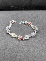 Crystal Beads 925 Silver Chain Bracelet