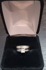 14KT Princess Cut Engagement/Wedding Band Set**