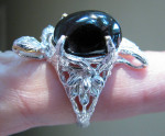 Onyx Filigree Sterling Silver Ring