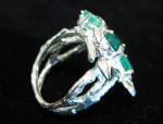 Sterling Silver, Emerald & Rose Gold Floral Ring 6.5