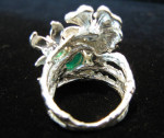 Sterling Silver, Emerald & Rose Gold Floral Ring 6.5