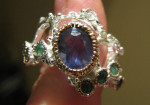 Sterling Silver with Sapphire & Emerald Unique Ring