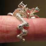Garnet Emerald Bees Sterling Silver Zigzag Band Cocktail Ring