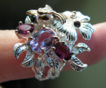 Sterling Silver, Kunzite & Rose Gold Floral Ring