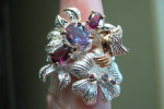 Sterling Silver, Kunzite & Rose Gold Floral Ring