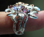 Sterling Silver, Kunzite & Rose Gold Floral Ring