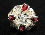 Sterling Silver Rhodolite Garnet Floral Ring