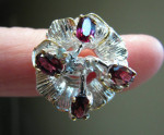 Sterling Silver Rhodolite Garnet Floral Ring